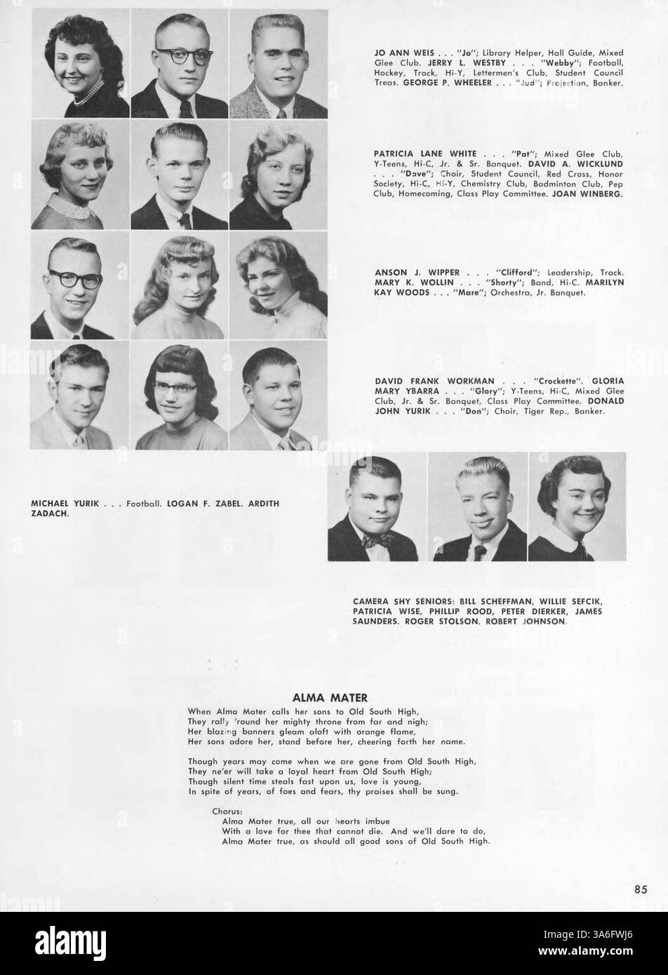 L'annuario "Tiger" del 1956 mette in evidenza la vita degli studenti, gli eventi scolastici e la facoltà della South High School, con particolare attenzione alla partecipazione degli studenti afroamericani nel plasmare l'ambiente scolastico. Foto Stock
