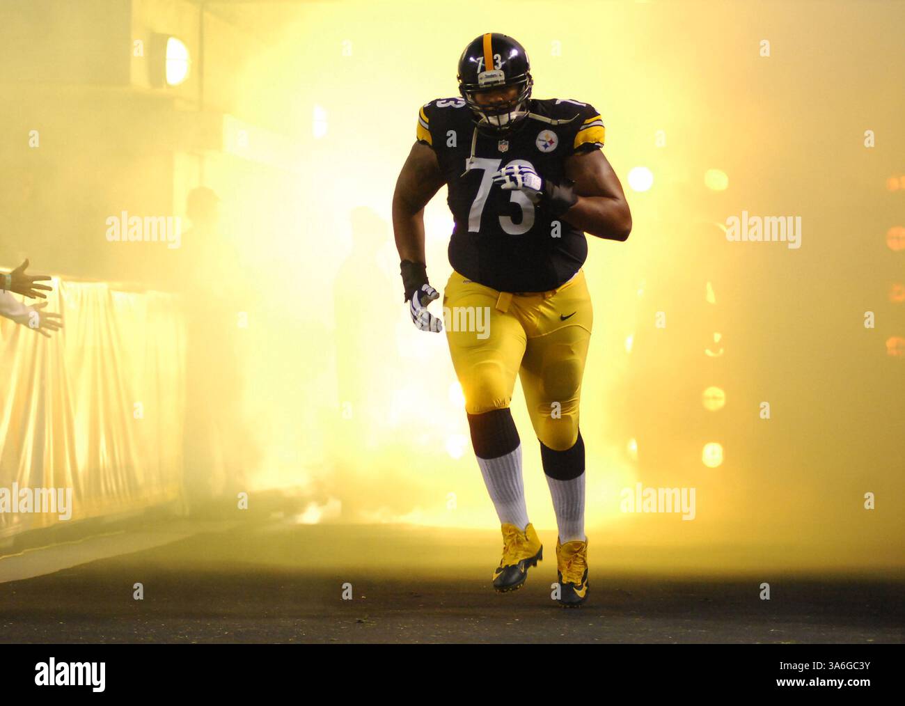 20 ottobre 2014: Ramon Foster n. 73 durante la partita Pittsburgh Steelers vs Houston Texans a Pittsburgh, Pennsylvania. (Immagine di credito: © Jason Pohuski/Cal Sport Media/ZUMAPRESS.com) Foto Stock