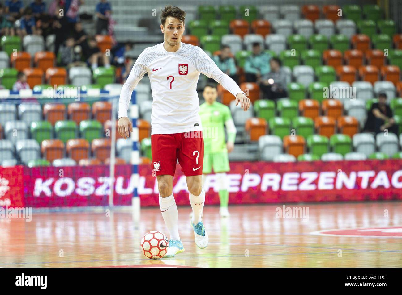 LUBIN, POLONIA - 12 MARZO 2025: Qualificazioni al Campionato europeo di calcio Polonia - Moldavia 3:0. In azione Mikolaj Zastawnik Foto Stock