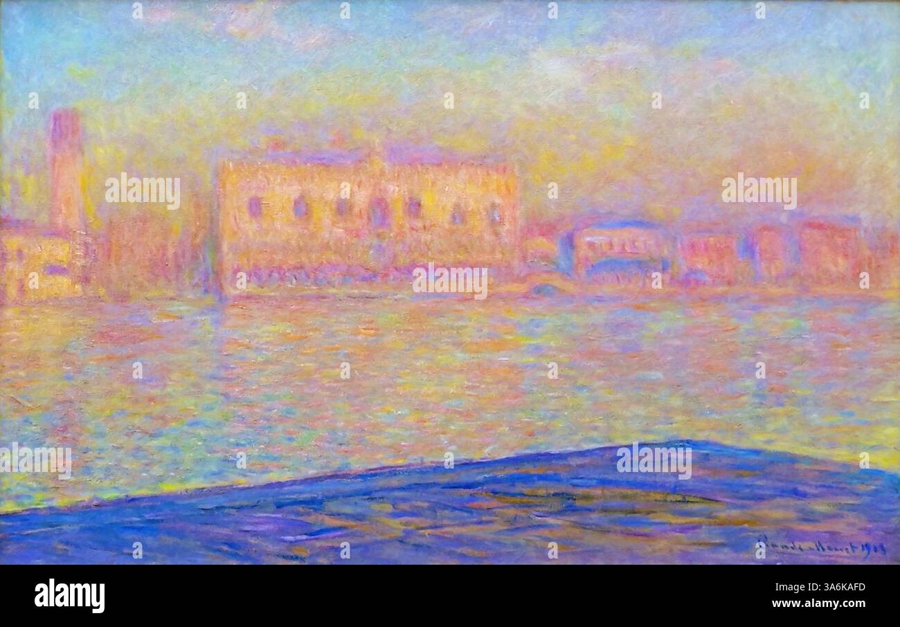 Il Palazzo Ducale visto da SAN. Giorgio, 1908 (Pittura) di Monet, Claude (1840-1926) francese Illustrazione Vettoriale