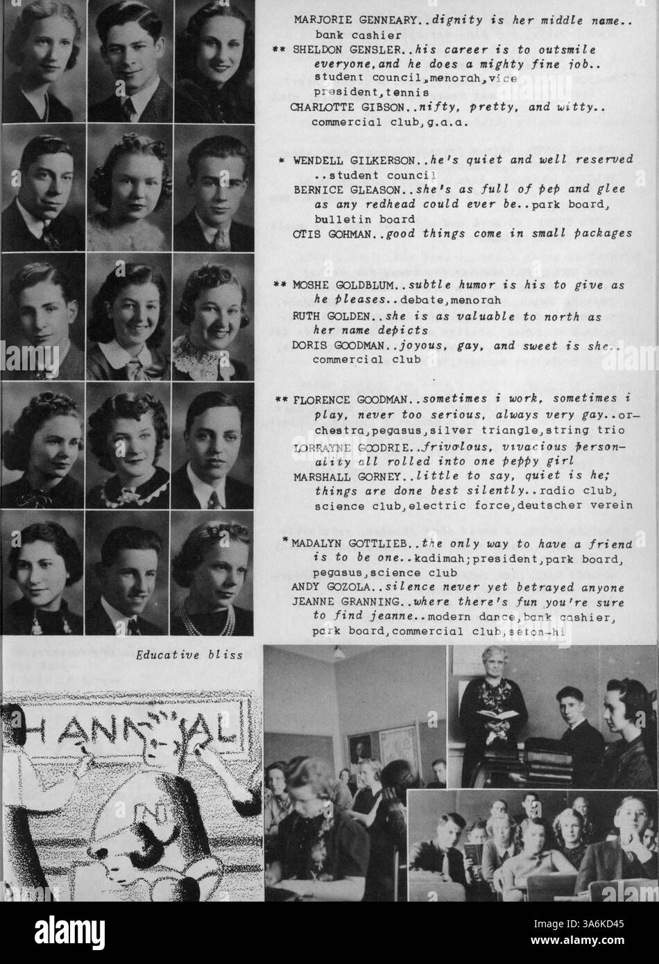 L'annuario Polaris del 1938 della North High School registra i punti salienti accademici ed extracurricolari dell'anno scolastico 1937-1938, documentando la storia afroamericana nell'ambiente scolastico. Foto Stock