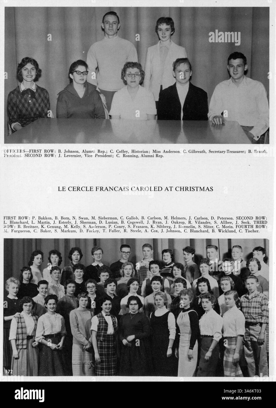 L'annuario "The Robin" della Robbinsdale High School nel 1959 serve come record della vita scolastica, documentando i contributi di studenti e insegnanti, l'atletica e la partecipazione al club durante l'anno scolastico 1958-1959. Foto Stock