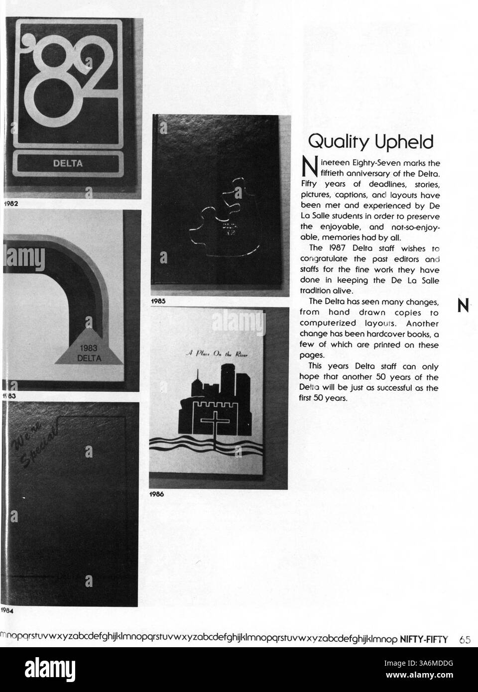 Questo annuario di De la Salle cattura l'essenza dell'anno scolastico 1986-1987, mostrando atletica, club, docenti, risultati degli studenti, e importanti eventi scolastici che hanno plasmato la comunità. Foto Stock