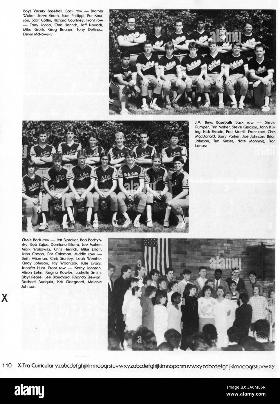 Questo annuario del liceo per il 1987 racconta l'anno scolastico attraverso ritratti di studenti, foto di docenti, eventi sportivi, club e attività principali al De la Salle. Foto Stock