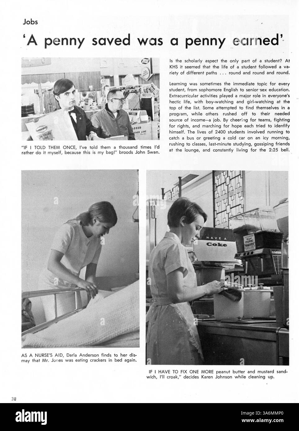 Profiles '69, il Kennedy High Yearbook del 1969, fornisce un record completo dell'anno scolastico 1968-1969, con le principali attrazioni di atletica leggera, eventi accademici, club studenteschi e altre attività scolastiche. Foto Stock