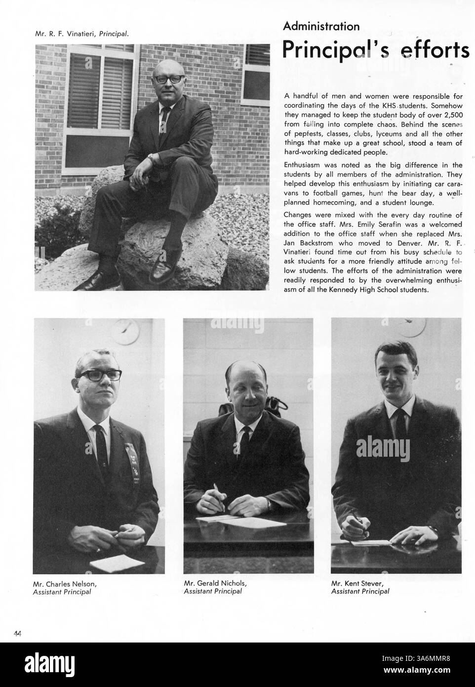 Il Kennedy High Yearbook del 1969, profili '69, mostra il corpo studentesco, i club scolastici, gli eventi sportivi, i risultati accademici e gli eventi significativi durante l'anno accademico 1968-1969. Foto Stock