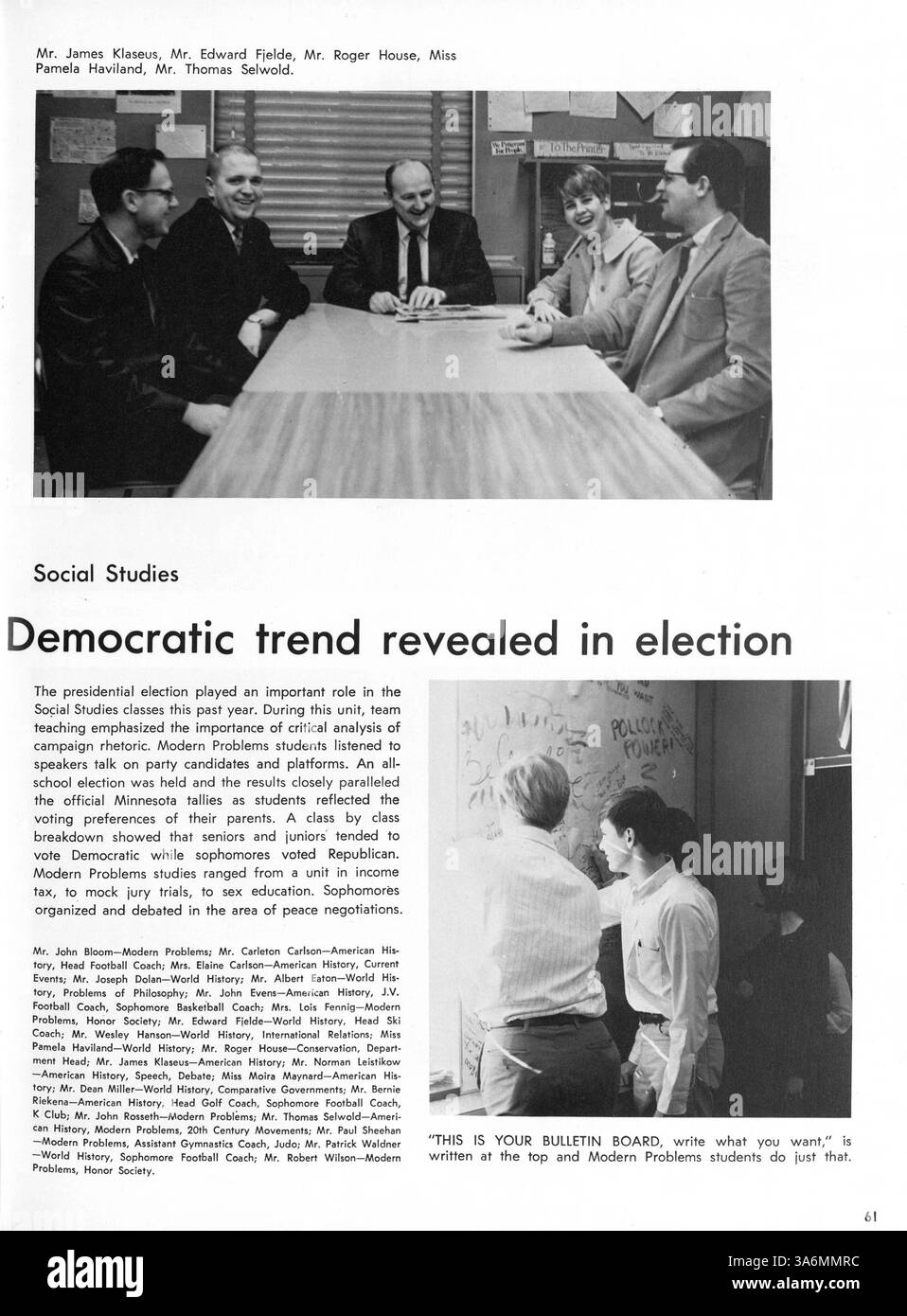 Il Kennedy High Yearbook del 1969, profili '69, fornisce un'istantanea della vita studentesca, dell'atletica, dei club scolastici e delle pietre miliari accademiche dell'anno scolastico 1968-1969, preservando ricordi e traguardi importanti. Foto Stock