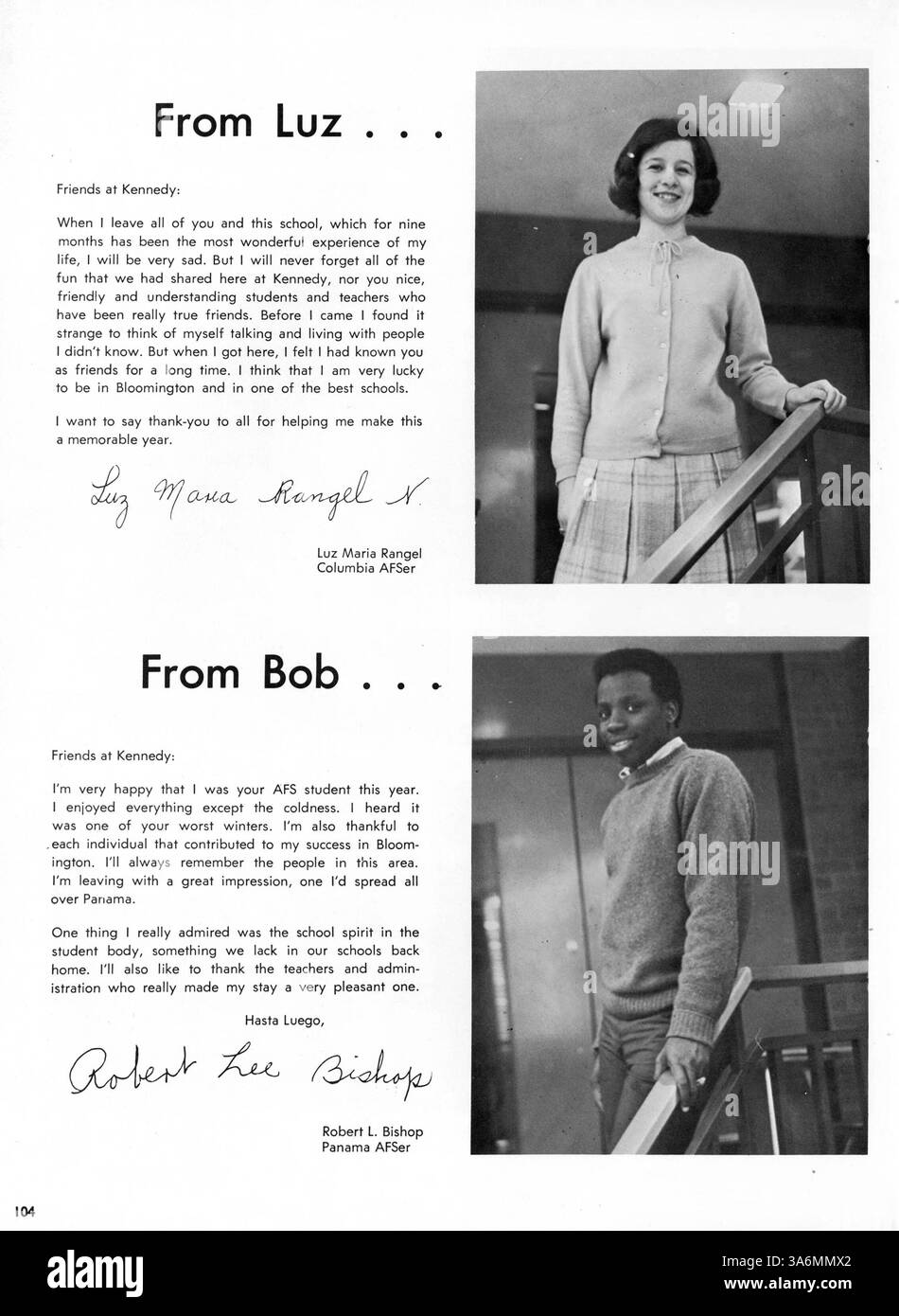 Profili '69 cattura l'anno scolastico 1968-1969 alla Kennedy High, documentando i momenti chiave dell'atletica, dei risultati accademici, dei club studenteschi e degli eventi scolastici. Foto Stock