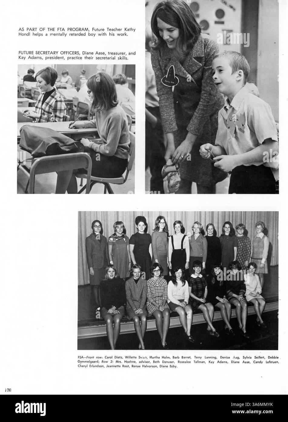 Profili '69, l'annuario del 1969 per Kennedy High, fornisce uno sguardo al coinvolgimento degli studenti in vari club, sport e risultati accademici durante l'anno scolastico 1968-1969. Foto Stock