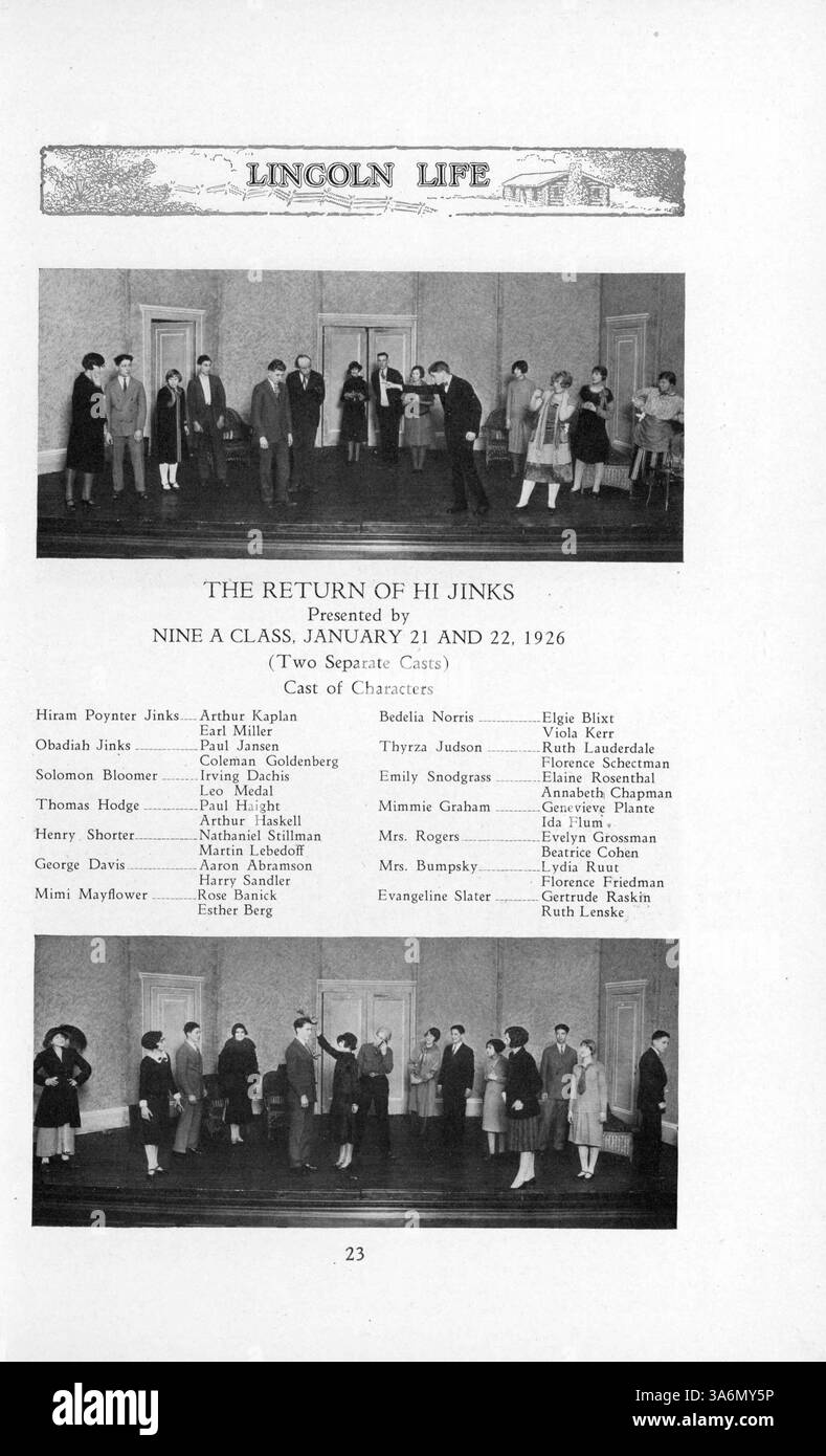 Questo annuario del 1926 di Lincoln Jr. High riflette l'atmosfera educativa e sociale dell'anno scolastico 1925-1926, offrendo approfondimenti sulla vita di studenti, insegnanti e l'ambiente scolastico. Foto Stock