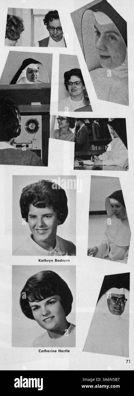 L'annuario Regina del 1963-1964 offre un resoconto dettagliato dell'anno accademico, documentando le attività degli studenti, l'atletica, i club scolastici e i contributi delle facoltà all'ambiente scolastico. Foto Stock