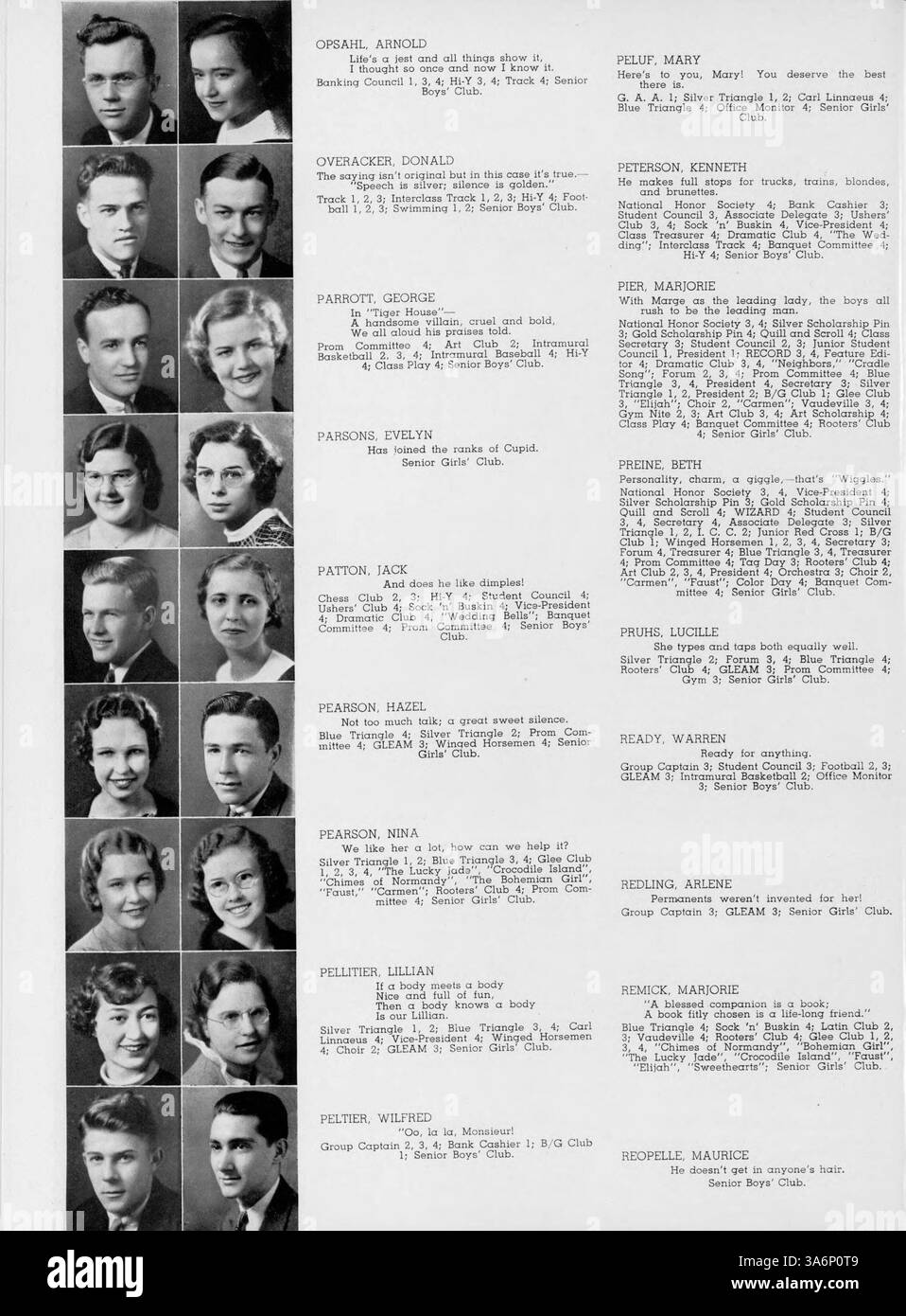 L'Edison Yearbook 1935, "Wizard", mette in evidenza gli studenti, gli insegnanti, l'atletica, i club e i principali eventi dell'anno scolastico 1934-1935 alla Edison High School. Funge da registro storico completo della vita studentesca e delle attività scolastiche. Foto Stock