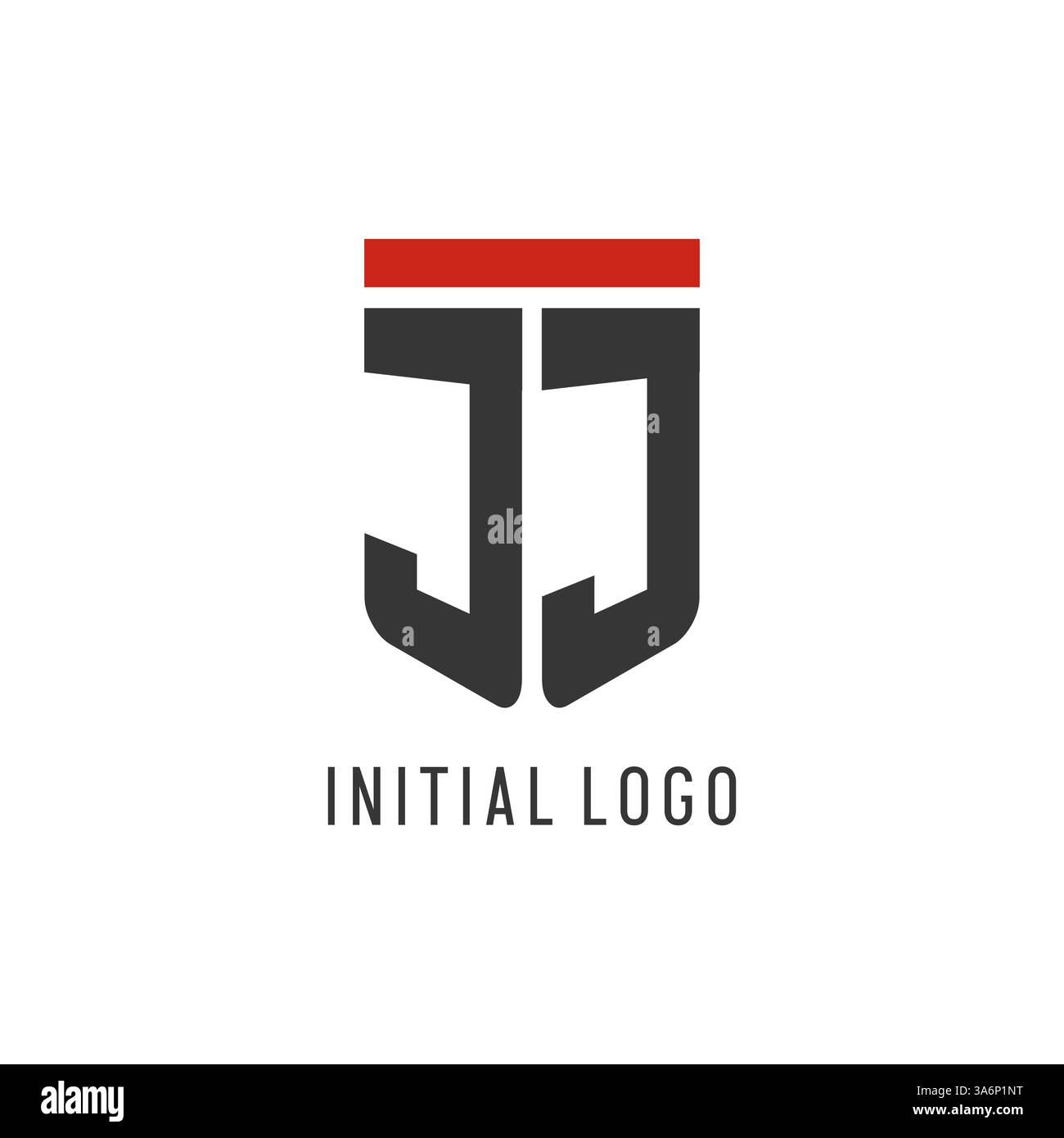 Logo JJ Initial Esport con grafica vettoriale semplice in stile scudo Illustrazione Vettoriale