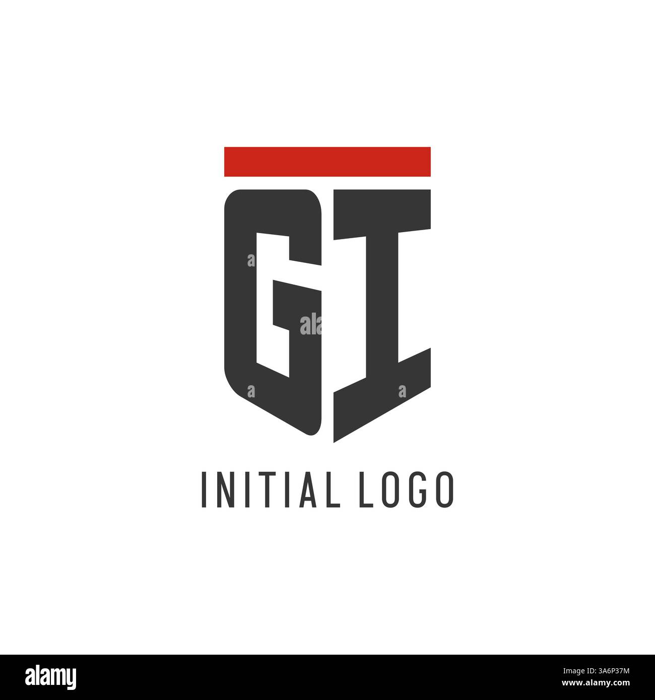 Logo di esport iniziale gi con grafica vettoriale semplice in stile scudo Illustrazione Vettoriale