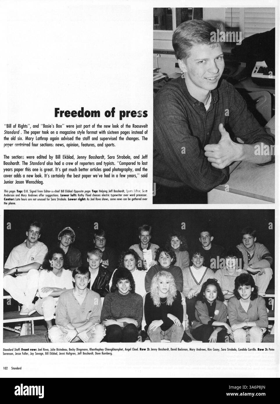 L'edizione 1988 dell'annuario Sagamore della Roosevelt High School presenta le principali attrazioni accademiche, atletiche ed extracurriculari dell'anno scolastico 1987-1988, mostrando il coinvolgimento di studenti e insegnanti in eventi chiave. Foto Stock