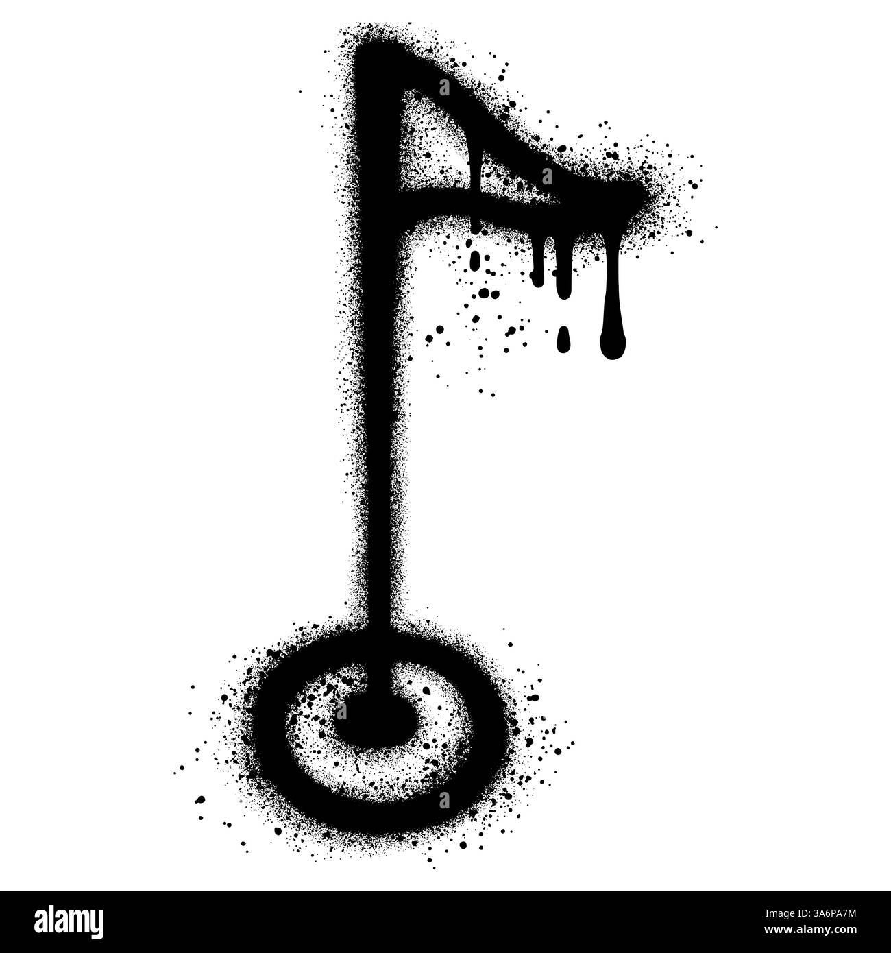 Campo da golf con bandiera in stile graffiti con vernice spray nera. Illustrazione Vettoriale