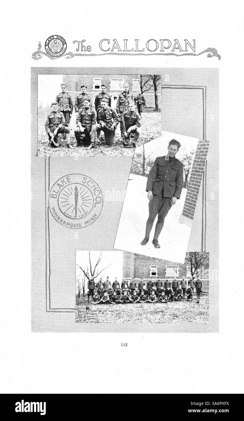 L'annuario di Blake del 1917, "The Callopan", fornisce informazioni sulla vita accademica e sociale della Blake School durante l'anno accademico 1916-1917. Foto Stock