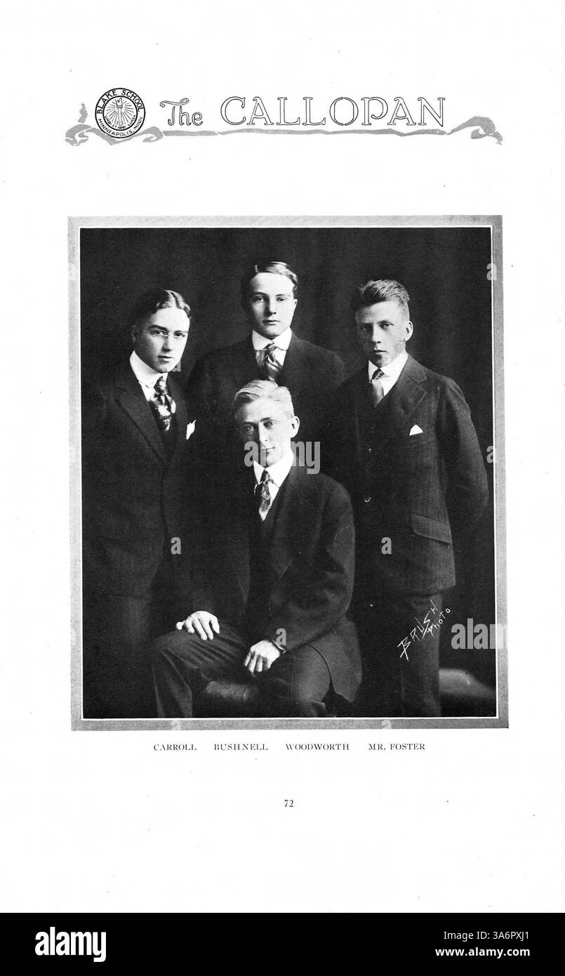 L'annuario della Blake School del 1917, "The Callopan", documenta studenti, insegnanti, club, atletica leggera ed eventi chiave dell'anno scolastico 1916-1917. Foto Stock