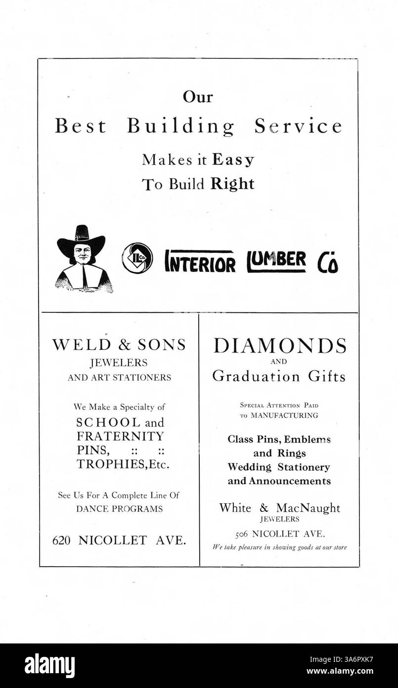 L'edizione 1917 dell'annuario "The Callopan" della Blake School mette in evidenza studenti, docenti, atletica leggera, club ed eventi importanti dell'anno accademico 1916-1917. Foto Stock