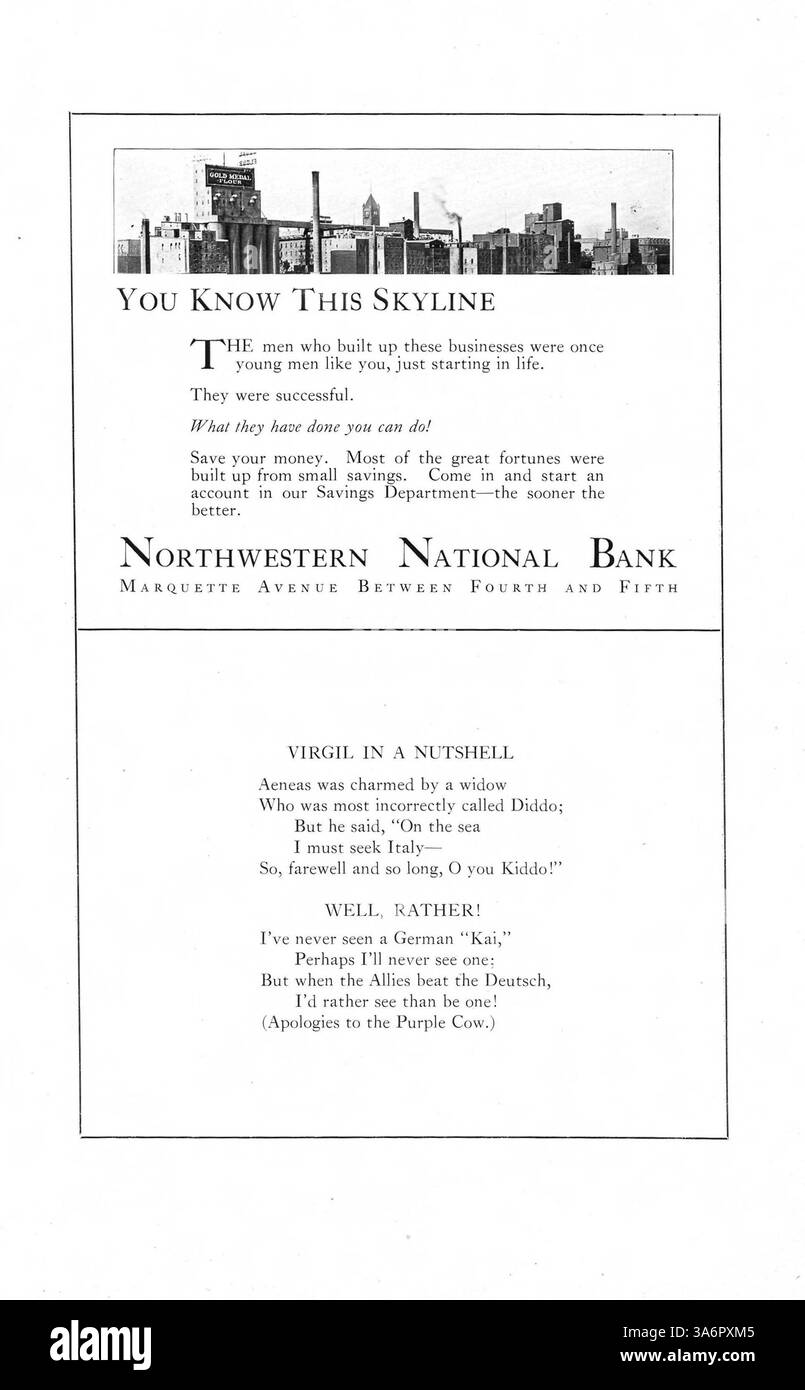 L'annuario "The Callopan" del 1917 documenta gli studenti della Blake School, la facoltà, gli eventi sportivi e le pietre miliari accademiche dell'anno scolastico 1916-1917. Foto Stock