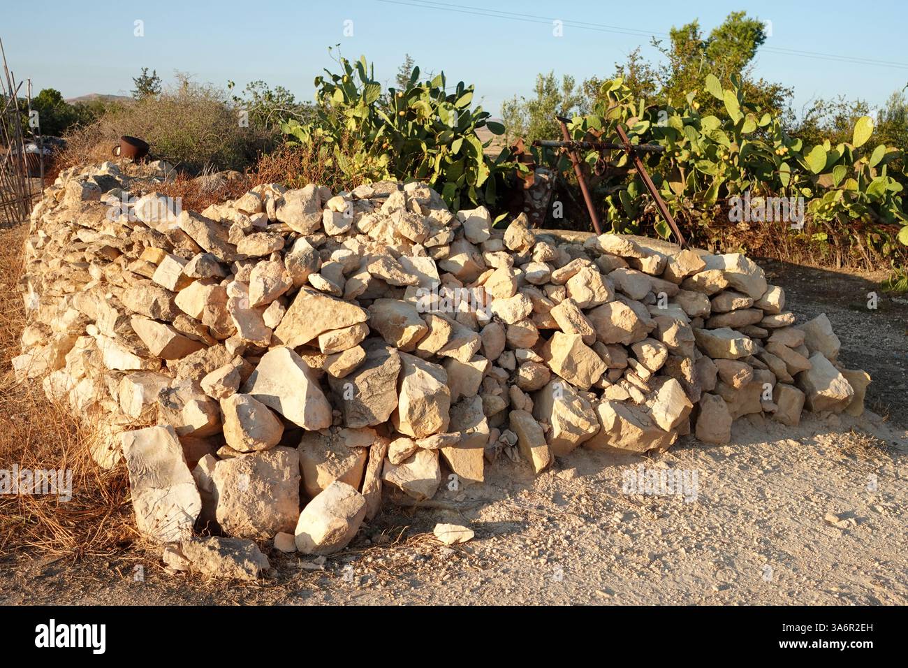 Rustico muro di pietra in campagna Foto Stock