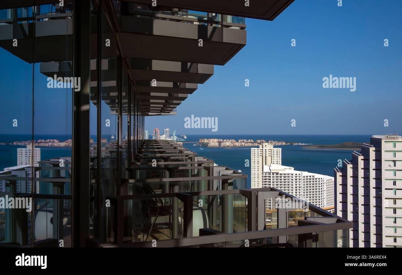 Vista sulla baia di Miami dall'edificio del centro Foto Stock