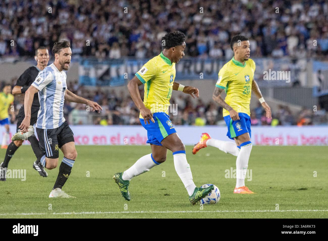 Buenos Aires, Argentina. 26 marzo 2025. ARG - BUENOS AIRES - 03/25/2025 - QUALIFICAZIONI ALLA COPPA DEL MONDO 2026, ARGENTINA x BRASILE - giocatore di Endrick del Brasile durante la partita contro l'Argentina allo stadio Monumental de Nunez per le qualificazioni ai Mondiali 2026. Foto: Lucas Gabriel Cardoso/AGIF credito: AGIF/Alamy Live News Foto Stock