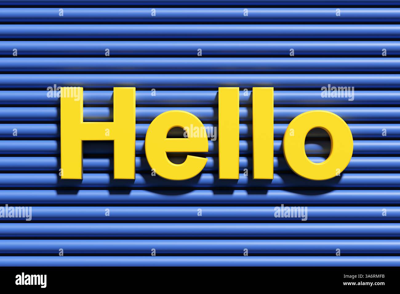 Il cartello di benvenuto giallo saluta nuovi utenti, clienti o dipendenti che entrano a far parte di una piattaforma, di un'azienda o di una comunità. Rendering 3D. Foto Stock