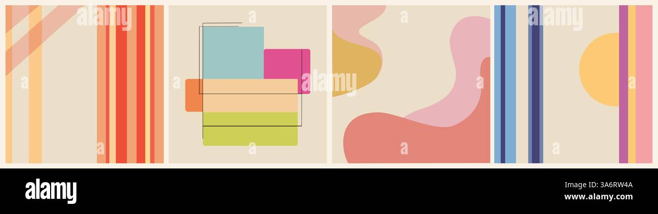 Set di sfondi geometrici quadrati astratti Illustrazione Vettoriale