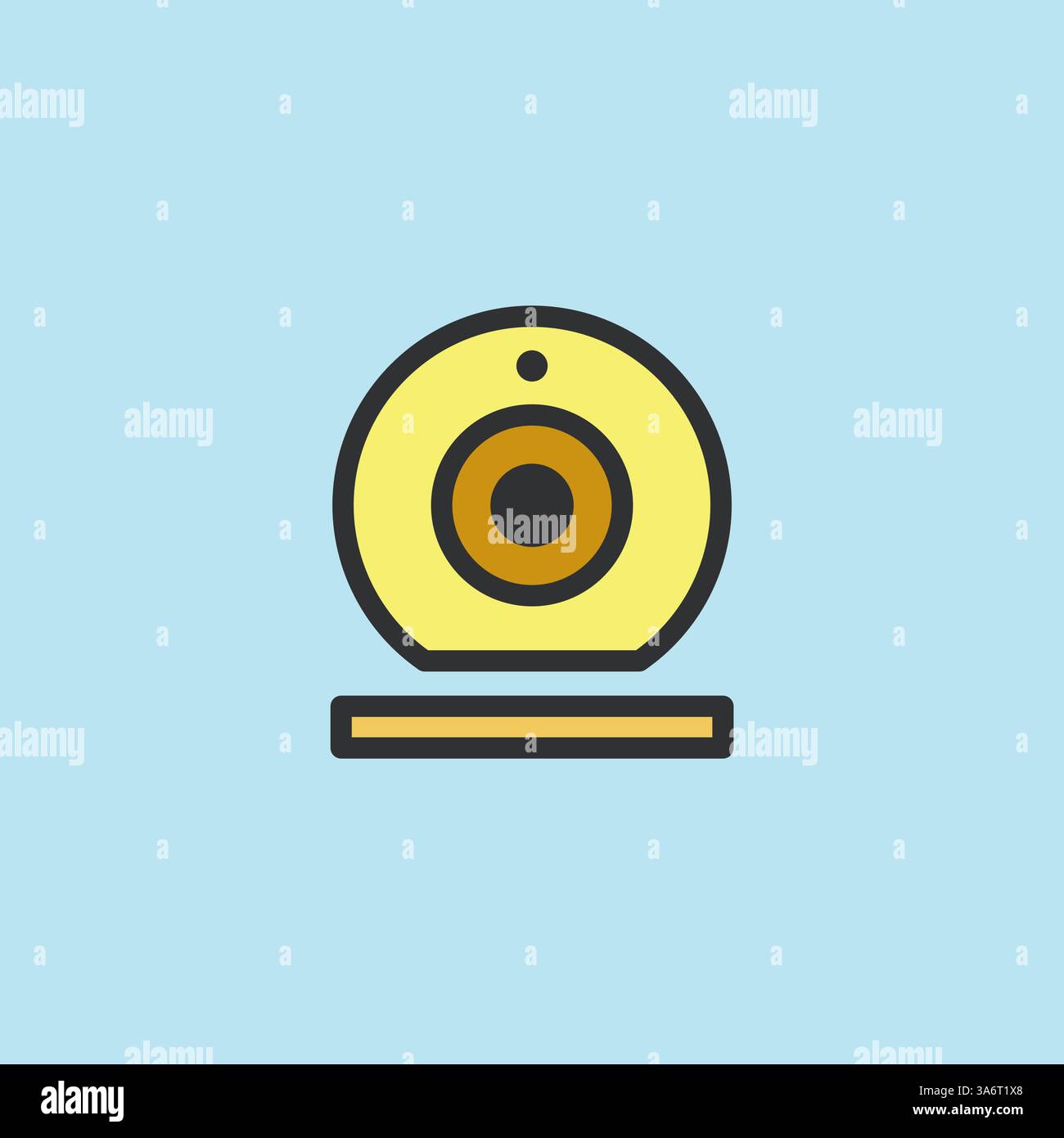 Icona del baby monitor video, videosorveglianza con colori piatti, telecamera lineare Sign per l'uso con logo e altri design Illustrazione Vettoriale