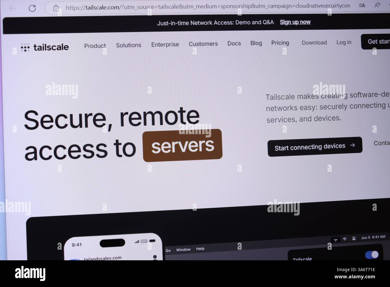 Accesso remoto sicuro con scalabilità di livello per una connettività dei dispositivi efficiente e senza problemi. Foto Stock