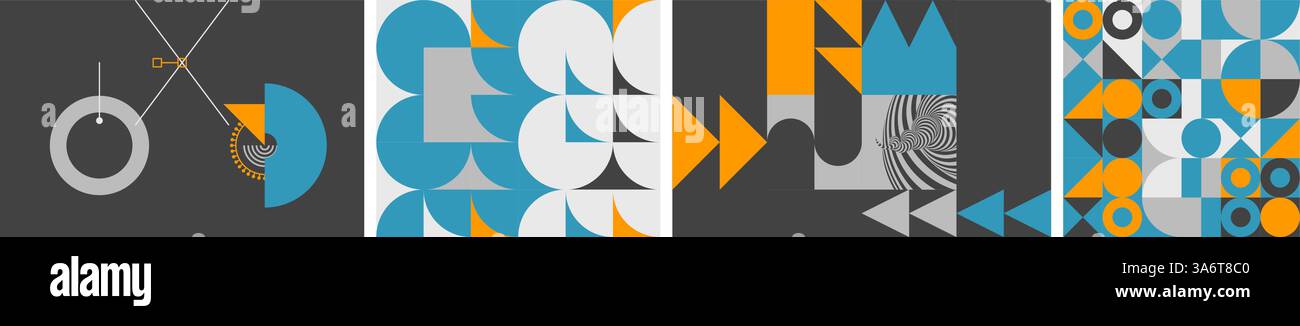 Modello di design della copertina. Design geometrico colorato astratto. Composizione d'arte moderna con forme e forme geometriche semplici. Modello per brochure, magazi Illustrazione Vettoriale