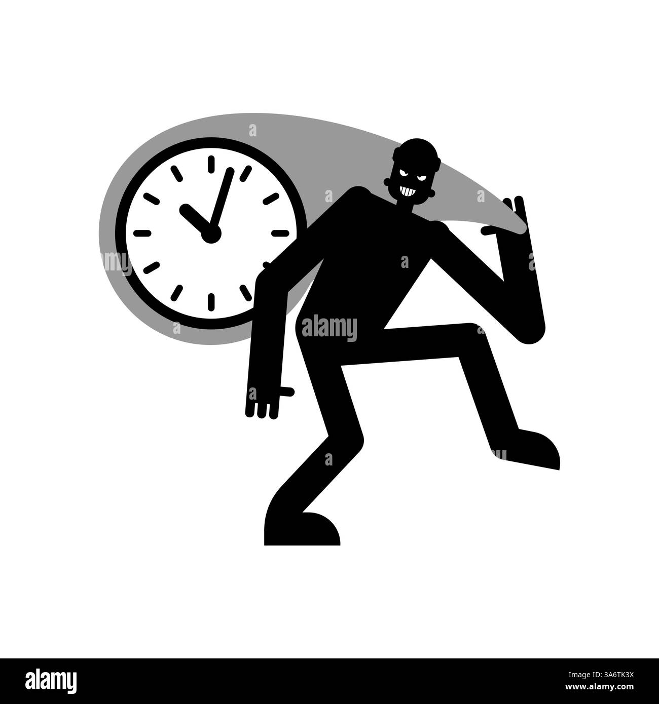 LADRO DI TEMPO. Ladro ha rubato l'orologio. Concetto di tempo perduto Illustrazione Vettoriale
