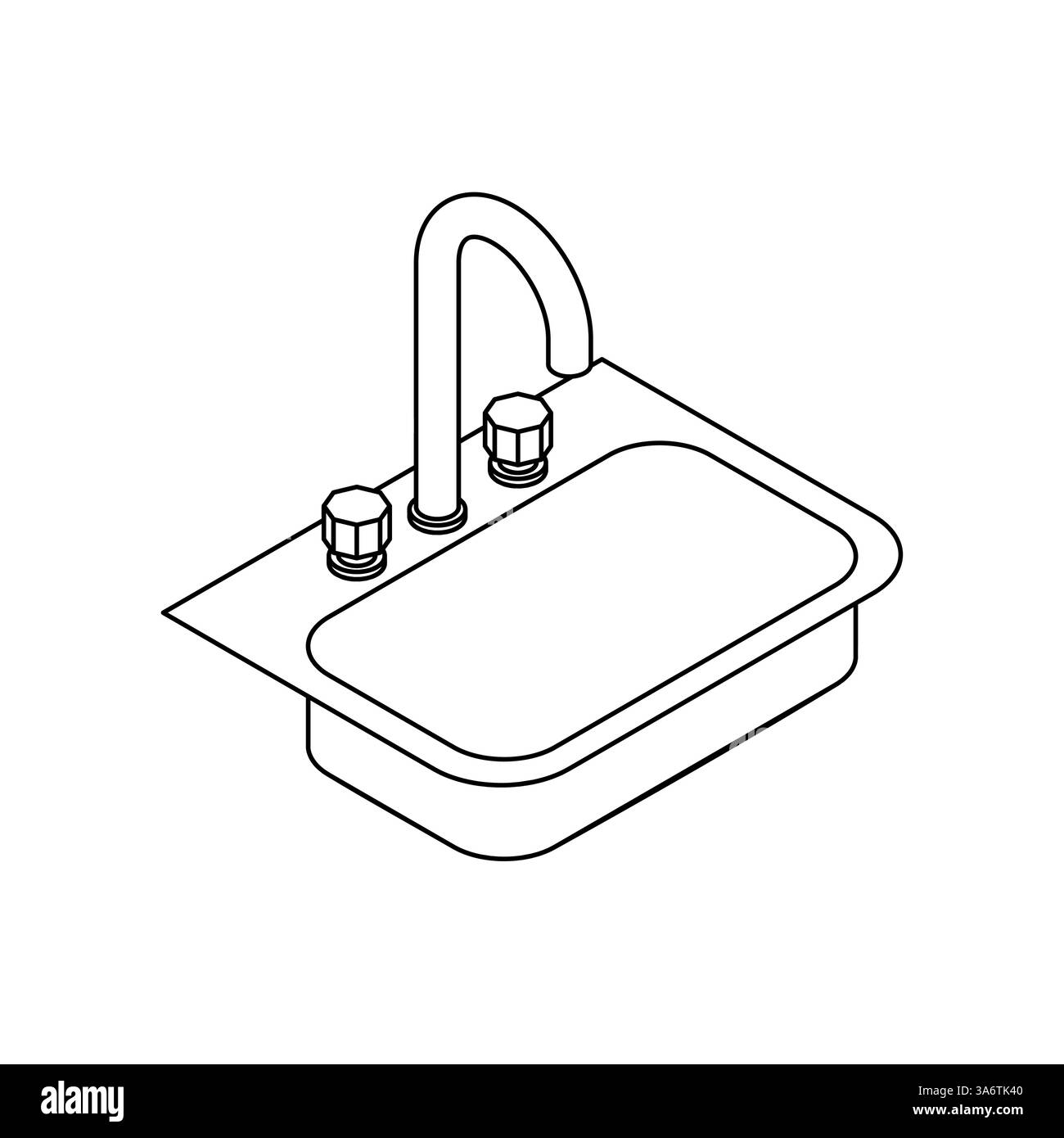 Lavello da cucina isolato. Illustrazione Vector degli utensili da cucina Illustrazione Vettoriale