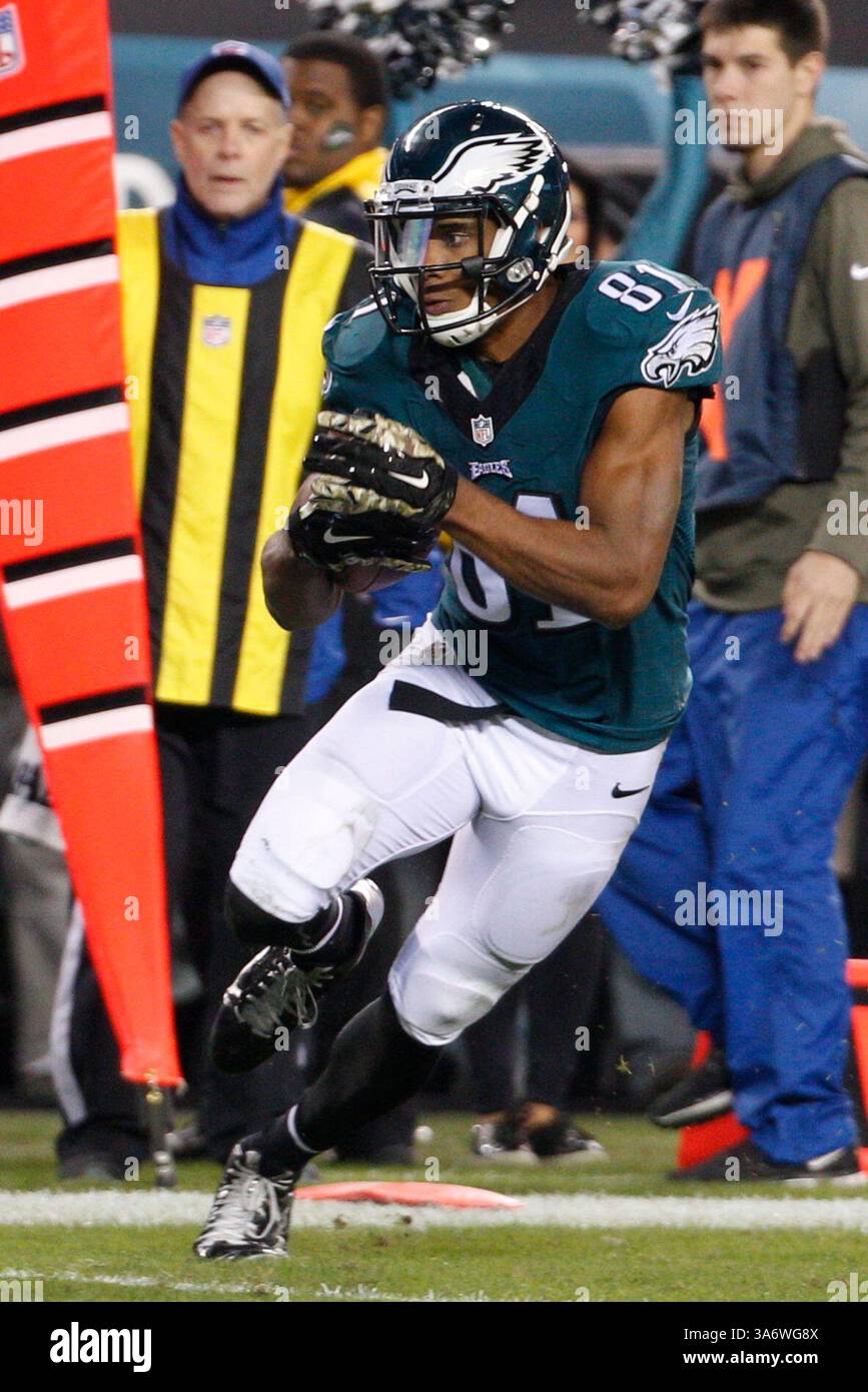 10 novembre 2014: Il wide receiver dei Philadelphia Eagles Jordan Matthews (81) in azione durante la partita NFL tra Carolina Panthers e Philadelphia Eagles al Lincoln Financial Field di Philadelphia, Pennsylvania. I Philadelphia Eagles hanno vinto 45-21.(immagine di credito: © Chris Szagola/Cal Sport Media/ZUMAPRESS.com) Foto Stock