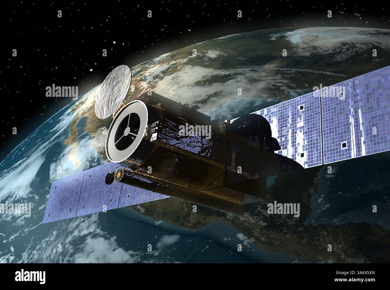 5 giugno 2012 - l'impressione dell'artista della navicella spaziale Hinode (allora conosciuta come Solar-B) in orbita. Hinode veduta del 2012 Venus Transit - 05 giugno 2012..in una delle viste più spettacolari del transito Venere, Hinode ha catturato queste incredibili immagini il 5 giugno. Hinode è una missione congiunta JAXA/NASA per studiare le connessioni del magnetismo superficiale del sole, principalmente dentro e intorno alle macchie solari. Il Marshall Space Flight Center della NASA a Huntsville, Ala., gestisce le operazioni scientifiche di Hinode e supervisiona lo sviluppo della strumentazione scientifica fornita per la missione dalla NASA. Lo Smithsonian Astrophysical Observatory i Foto Stock