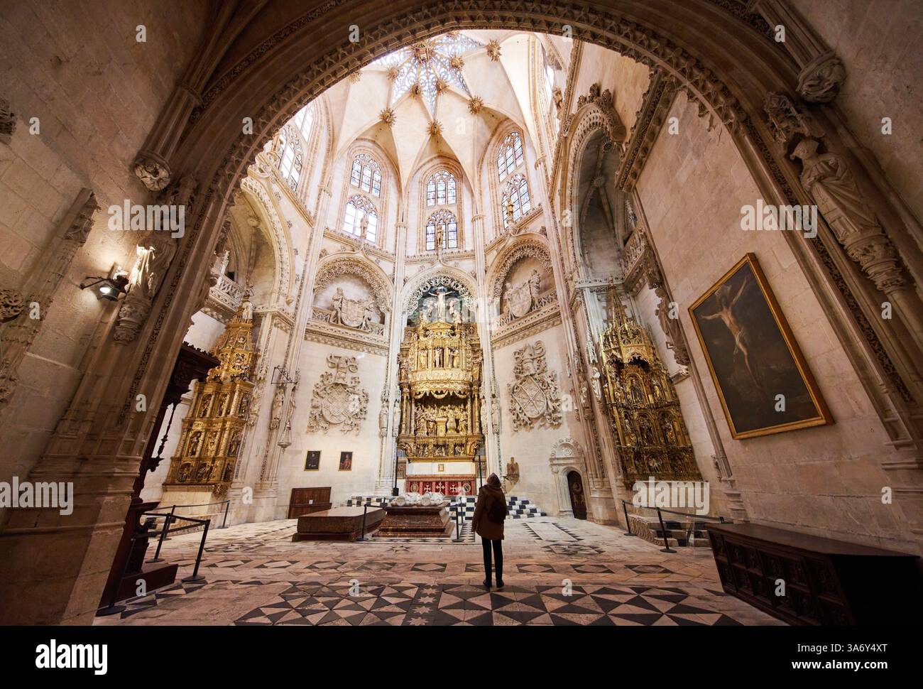 Cappella dei Costabili, Simón de Colonia, 1482-1496, gotico fiorito, Tombe di Pedro Fernández de Velasco e Mencía de Mendoza, opera di Felipe Vigarn Foto Stock