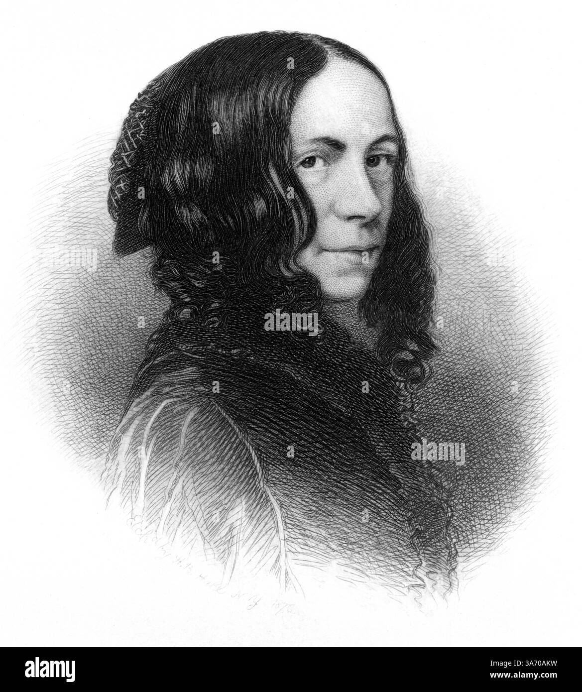 14 agosto 2014 - Elizabeth Barrett Browning (1806-61), Eminent English Poet, Portrait, Engraving, circa 1876 (Credit Image: © Glasshouse/ZUMA Wire) Foto Stock