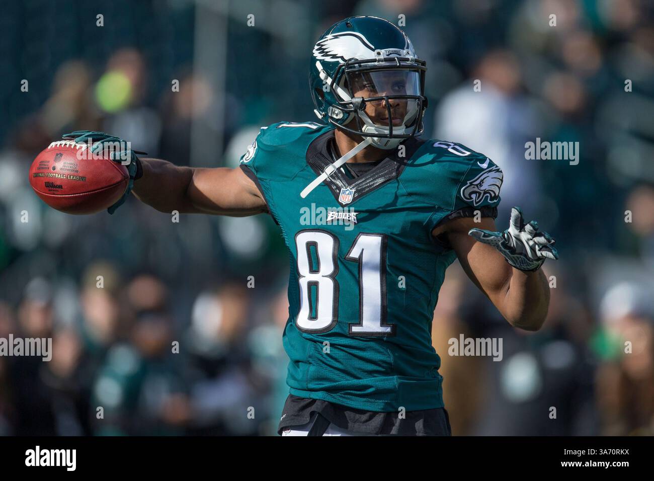 23 novembre 2014: Il wide receiver dei Philadelphia Eagles Jordan Matthews (81) in azione prima della partita NFL tra i Tennessee Titans e i Philadelphia Eagles al Lincoln Financial Field di Philadelphia, Pennsylvania. I Philadelphia Eagles hanno vinto 43-24.(immagine di credito: © Chris Szagola/Cal Sport Media/ZUMAPRESS.com) Foto Stock