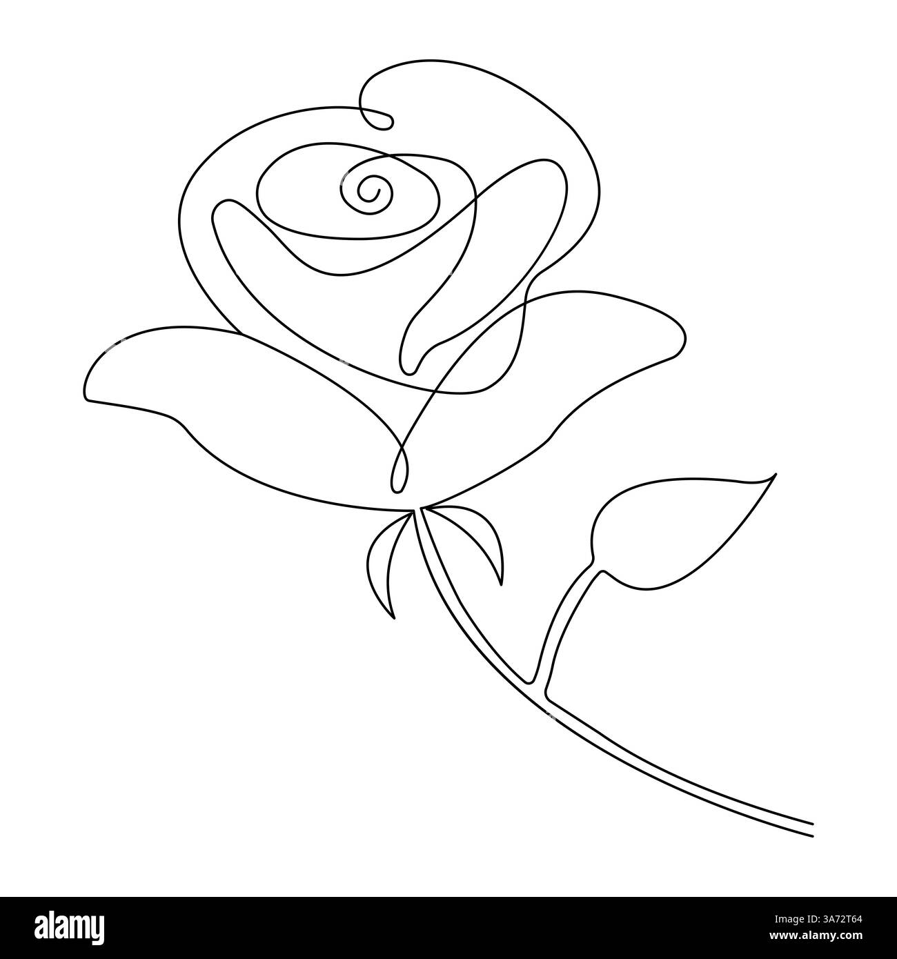 Disegno continuo del fiore di rosa su una linea di illustrazione vettoriale del giorno di Valentine Illustrazione Vettoriale
