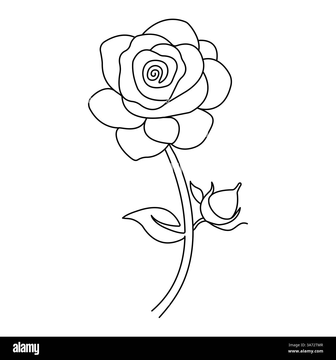 Disegno continuo del fiore di rosa su una linea di illustrazione vettoriale del giorno di Valentine Illustrazione Vettoriale