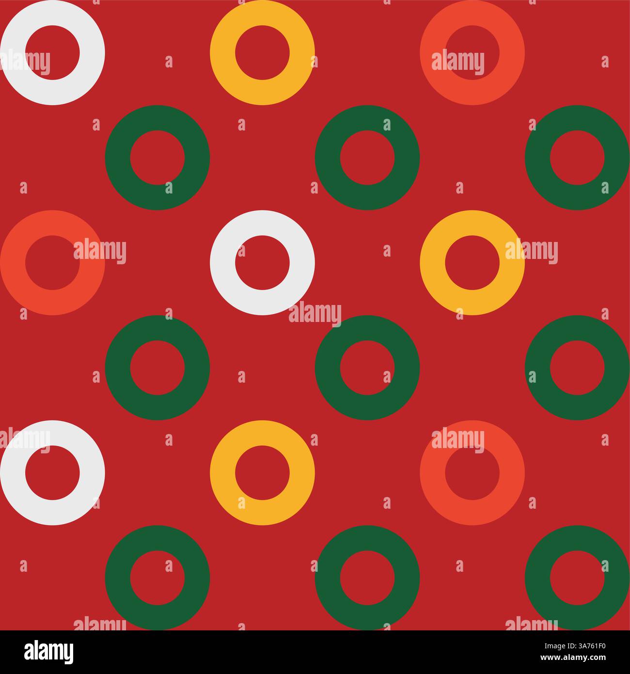 Sfondo geometrico astratto luminoso e senza cuciture con cerchi per Capodanno e Natale. Questo elegante motivo vettoriale minimalista presenta una griglia circolare Illustrazione Vettoriale