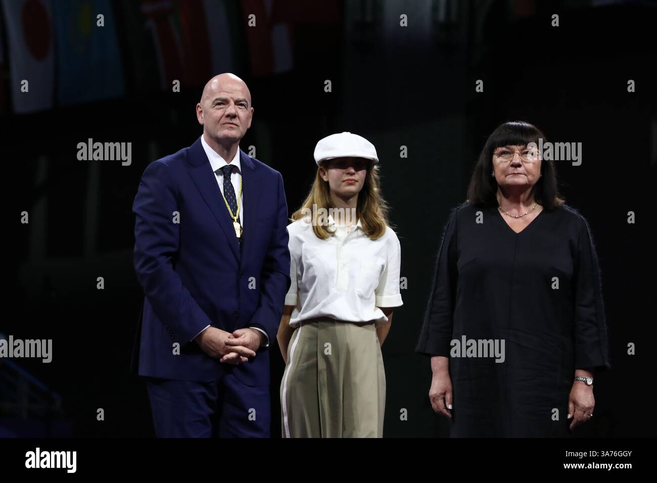 29 luglio 2024 - Parigi, Francia: Il presidente FIFA Gianni Infantino viene visto durante la cerimonia della vittoria della scherma femminile Sabre individuale il giorno 3 Foto Stock