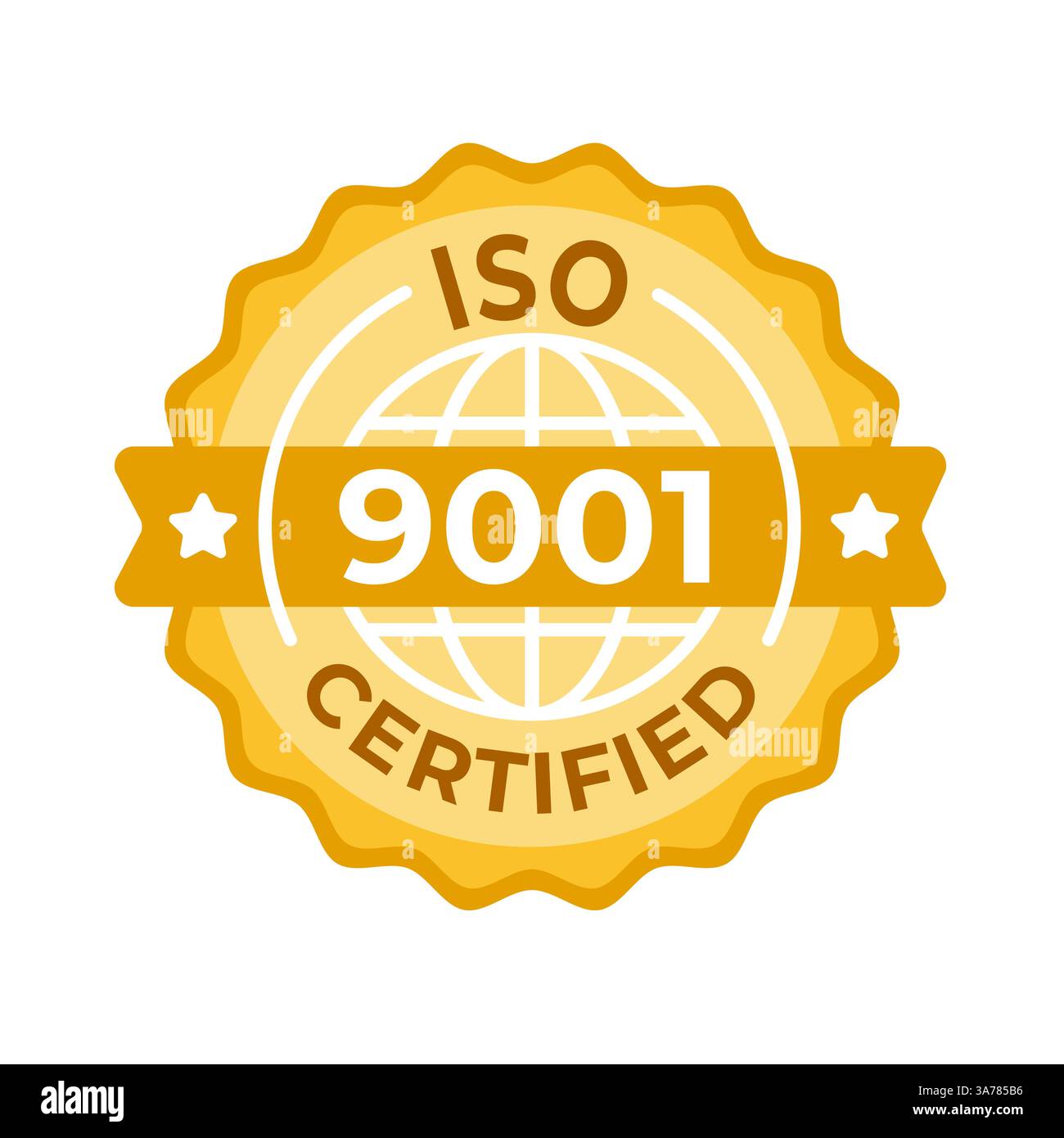 Logo vettoriale del marchio di certificazione ISO 9001, che rappresenta la gestione della qualità e gli standard internazionali nelle aziende Illustrazione Vettoriale