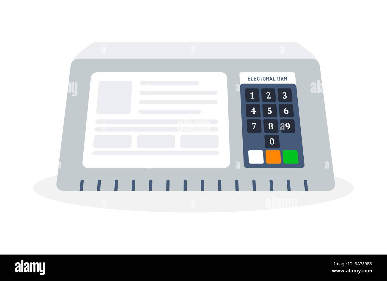 Macchina per il voto elettronica con display e tastierino numerico, etichettata URN ELETTORALE Illustrazione Vettoriale