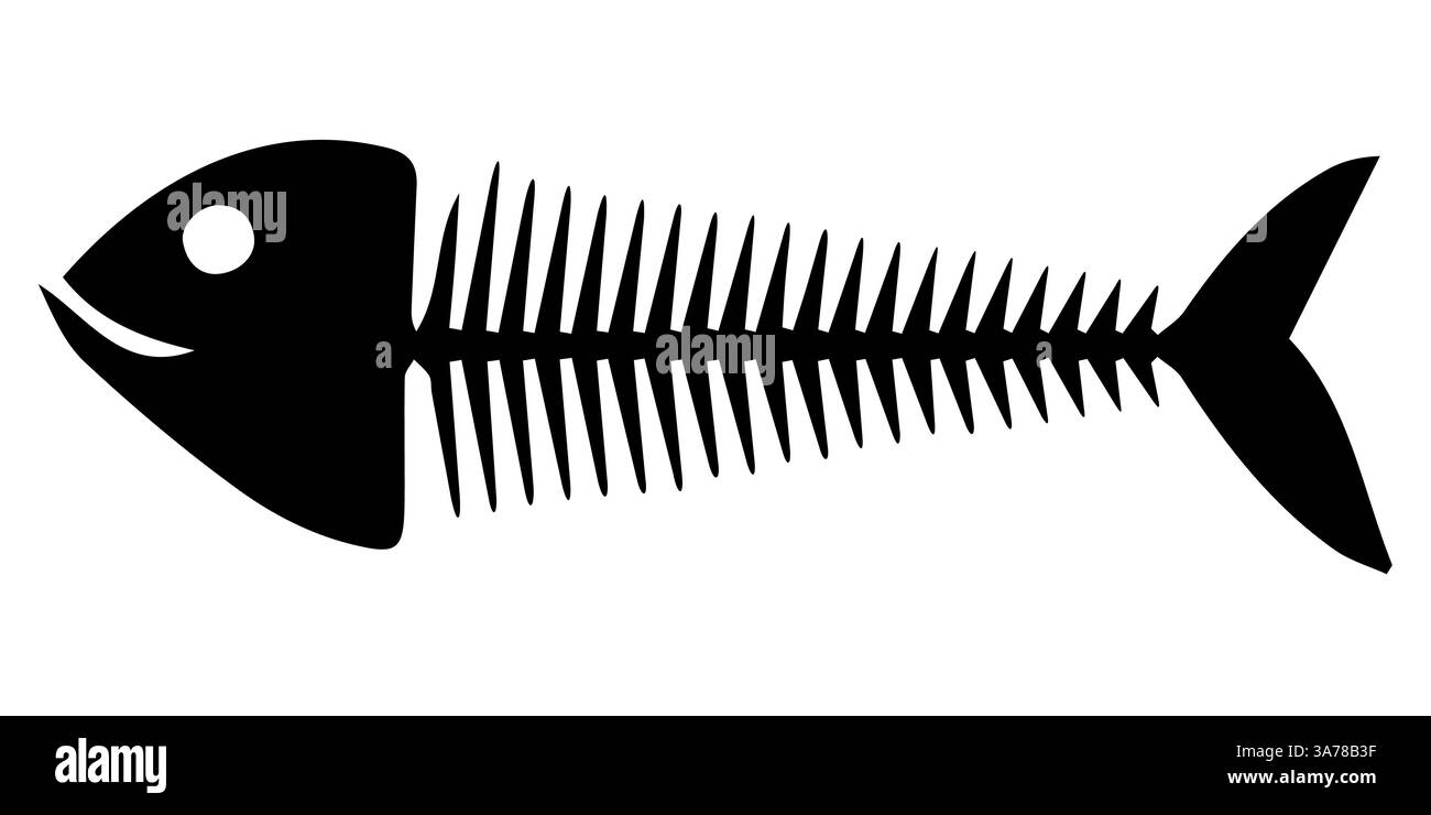 Design creativo dello scheletro di pesce adatto a vari progetti artistici e decorazioni Illustrazione Vettoriale