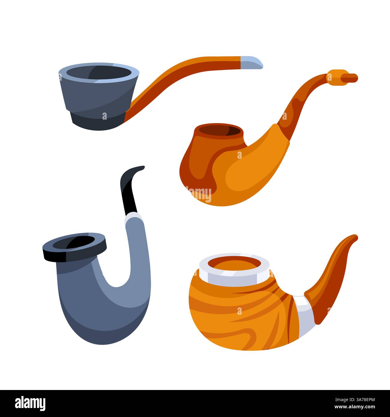 Classica pipa per tabacco da fumo. Segno di tabacco marrone per pipa di legno. Fumatore vintage di nicotina Illustrazione Vettoriale