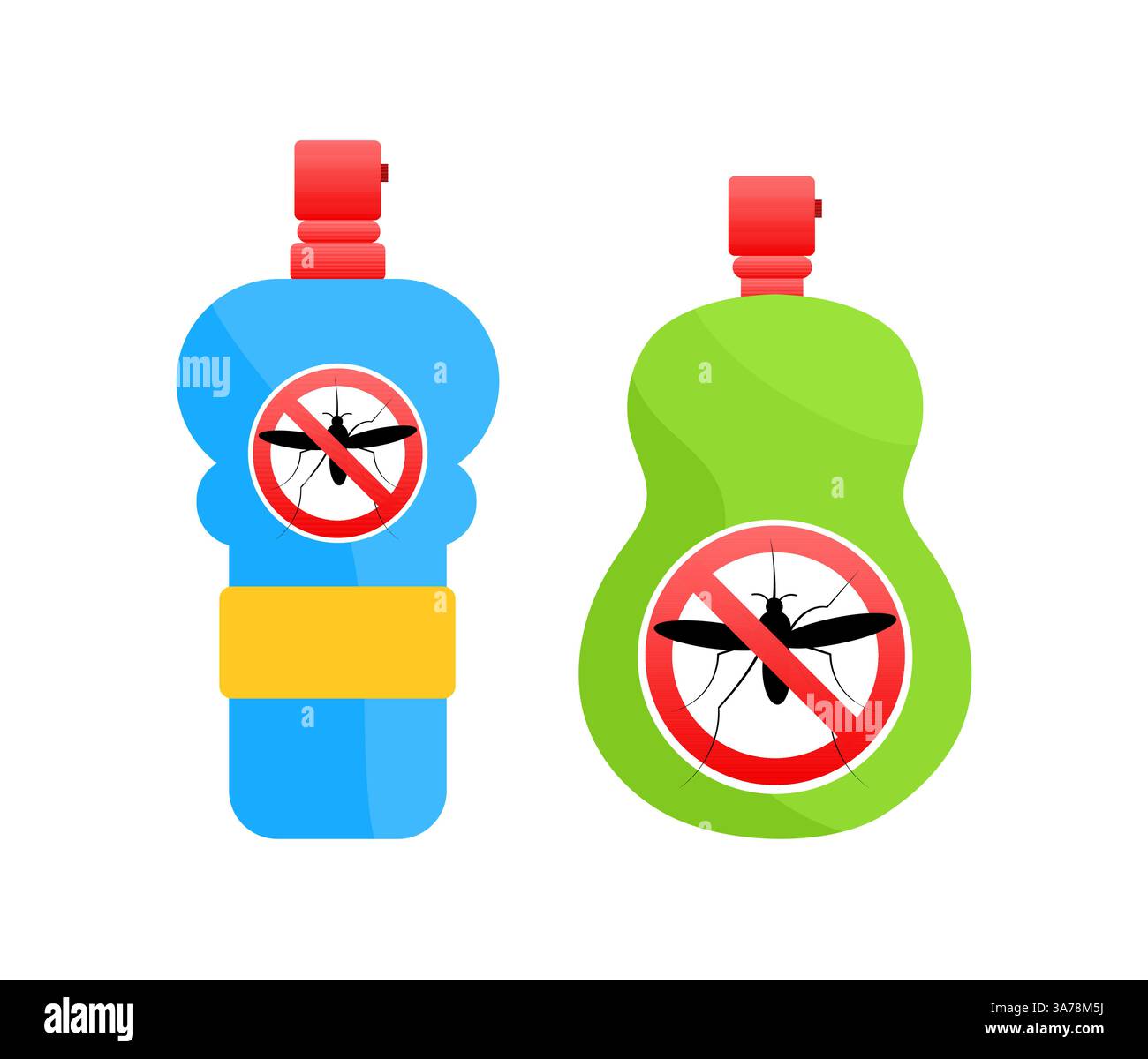 Bottiglie spray repellenti per zanzare che proteggono dalla malaria e dal virus zika Illustrazione Vettoriale