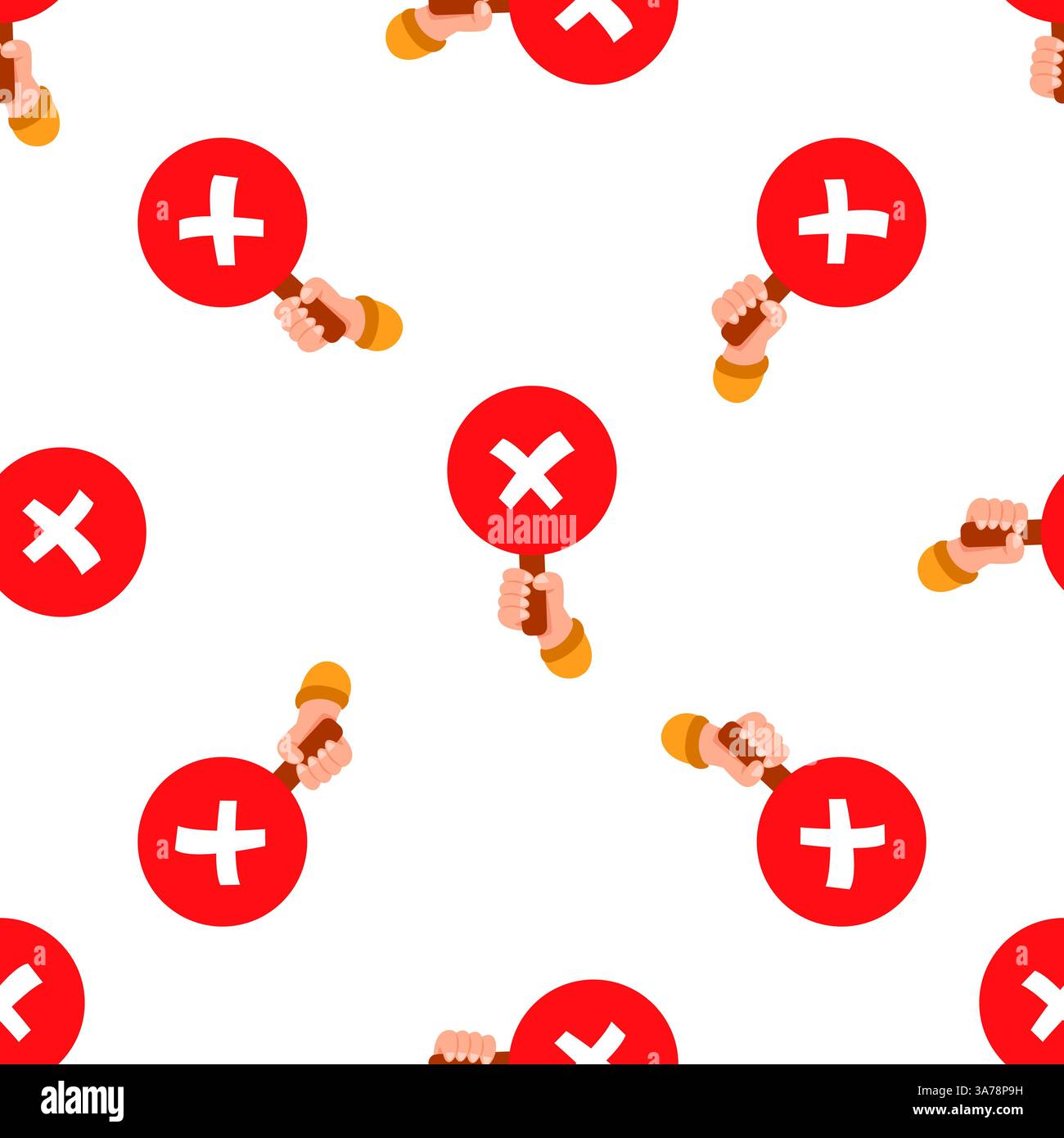 Mani con segni positivi e negativi, sfondo perfetto per sondaggi, esami o votazioni Illustrazione Vettoriale