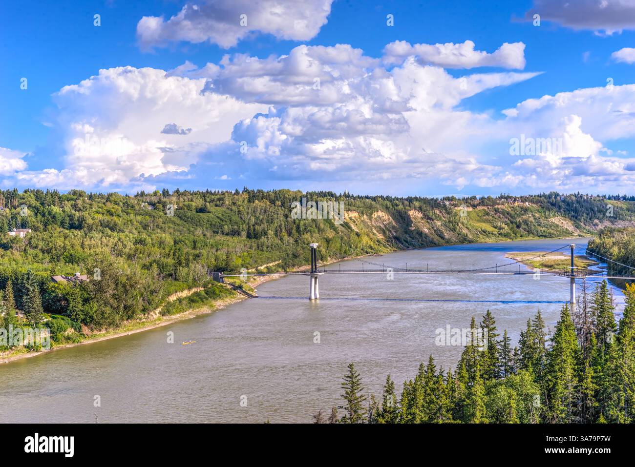 Paesaggio della valle del fiume Saskatchewan settentrionale in estate, Edmonton, Alberta Foto Stock